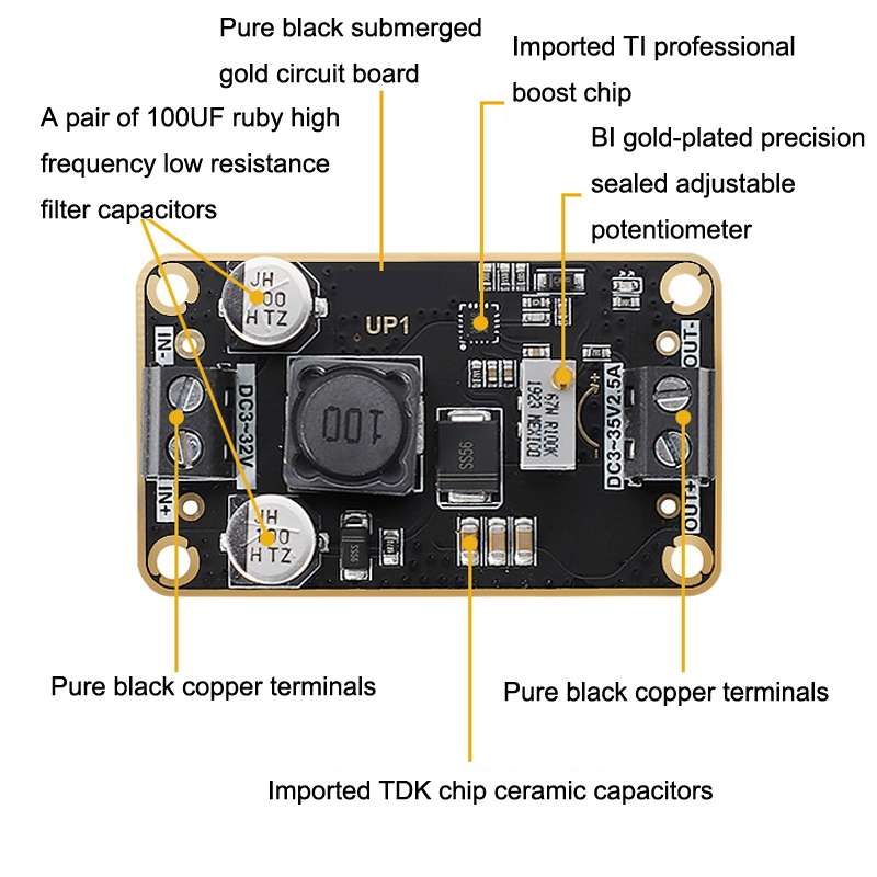 DC-DC Adjustable Step-Down Power Module 3V-32V To 3-36V 72W Stereotype Board(As Show)