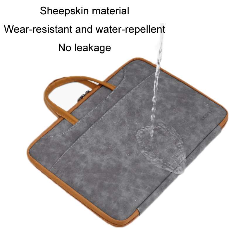Baona Leather Fully Open Portable Waterproof Computer Bag, Size: 14 inches(Gray Brown)