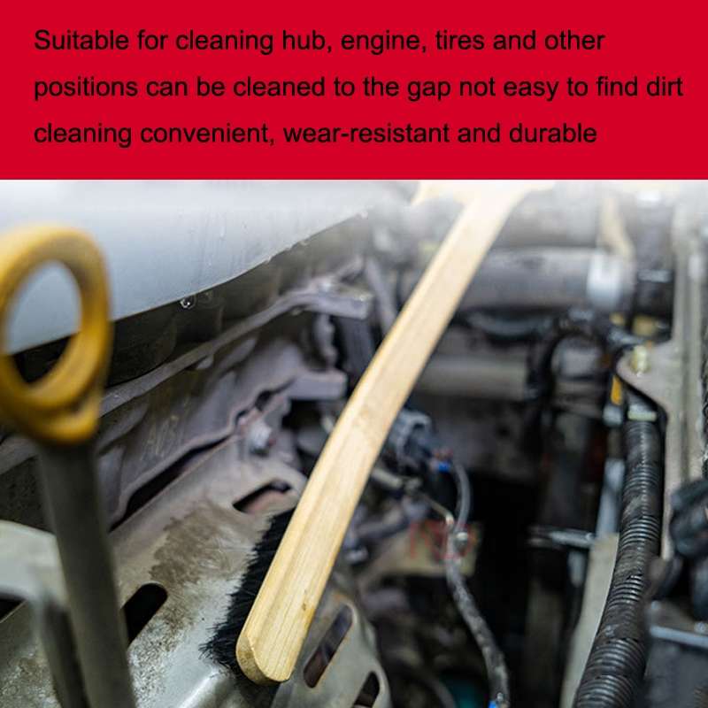 Automotive Steel Ring Washing Long Bamboo Brush Engine Cleaning ... (Straight Bend Mixed Delivery)