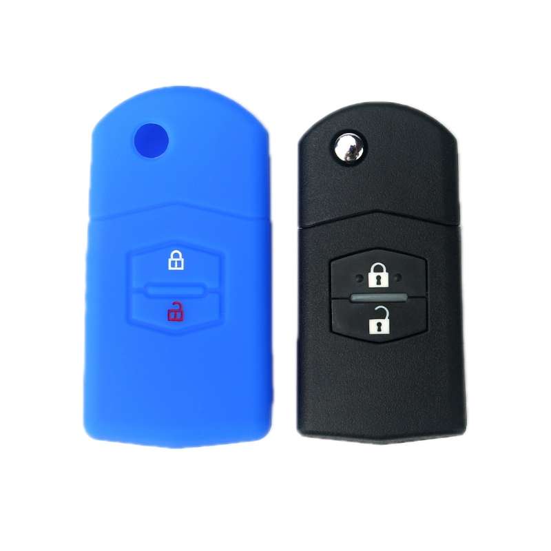 For Mazda M6/CX-5 2pcs Remote Control Folding 2 Button Silicone Case(Black)