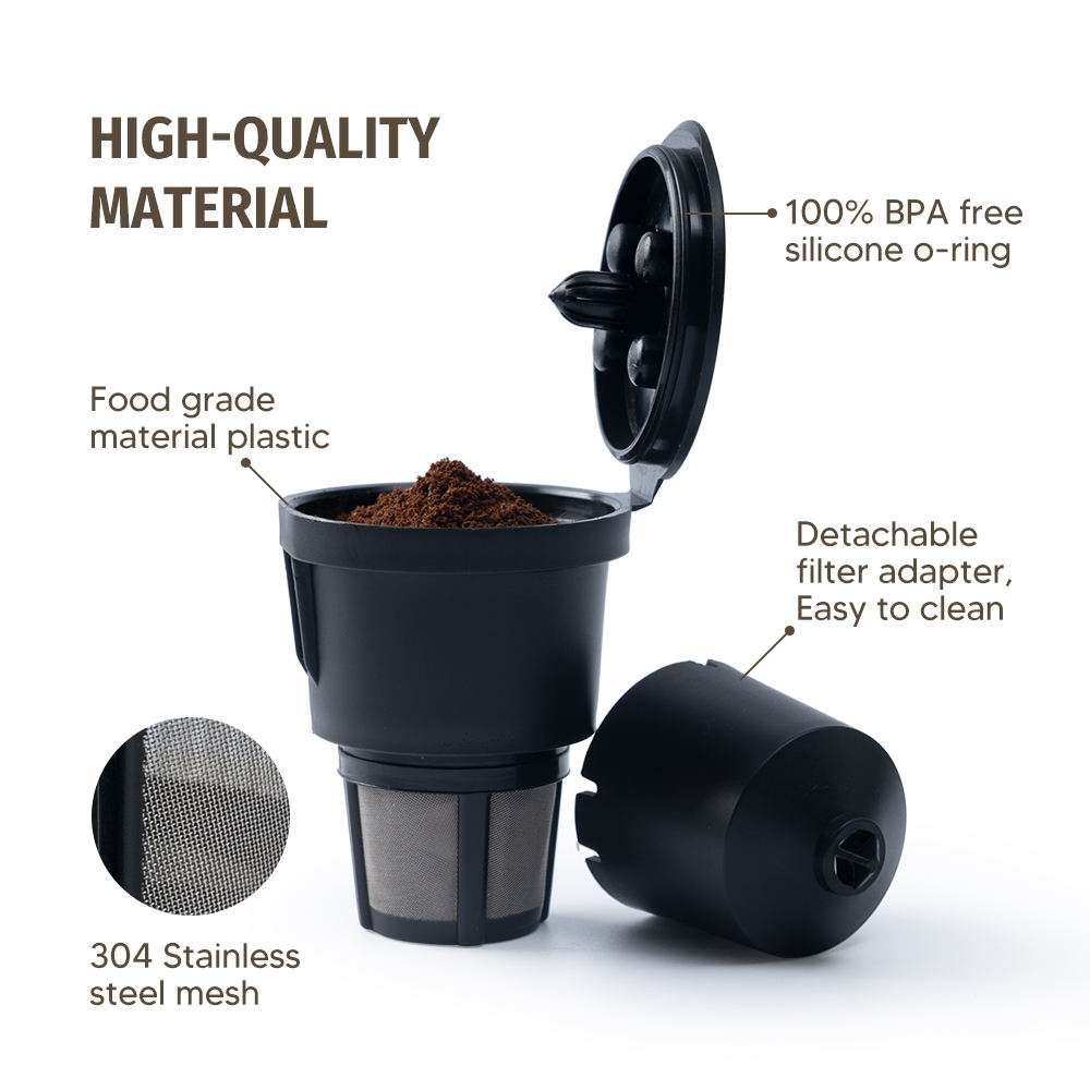 For Keurig Reusable Coffee Capsule Filter Cup Refillable K Cup Filter Basket Pod(Black)