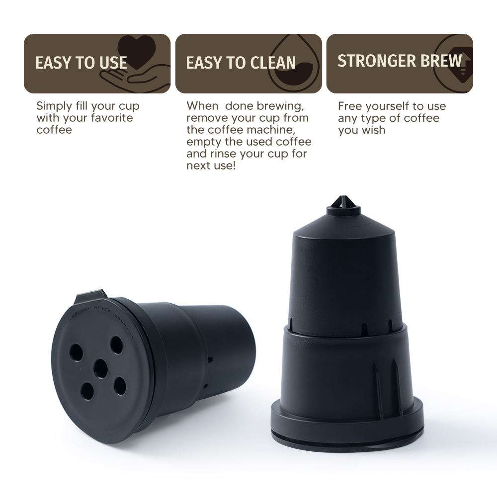 For Keurig Reusable Coffee Capsule Filter Cup Refillable K Cup Filter Basket Pod(Black)