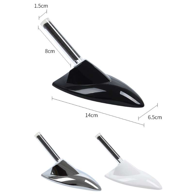 Car Solar Shark Fin With Antenna LED Warning Light, Specification: White with Remote Control