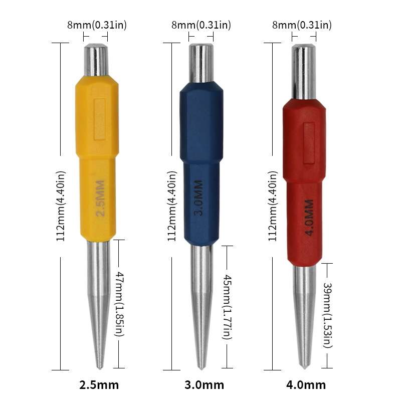 High Hardness Cylindrical Center Punch Drilling Positioning Tools(3pcs/set)