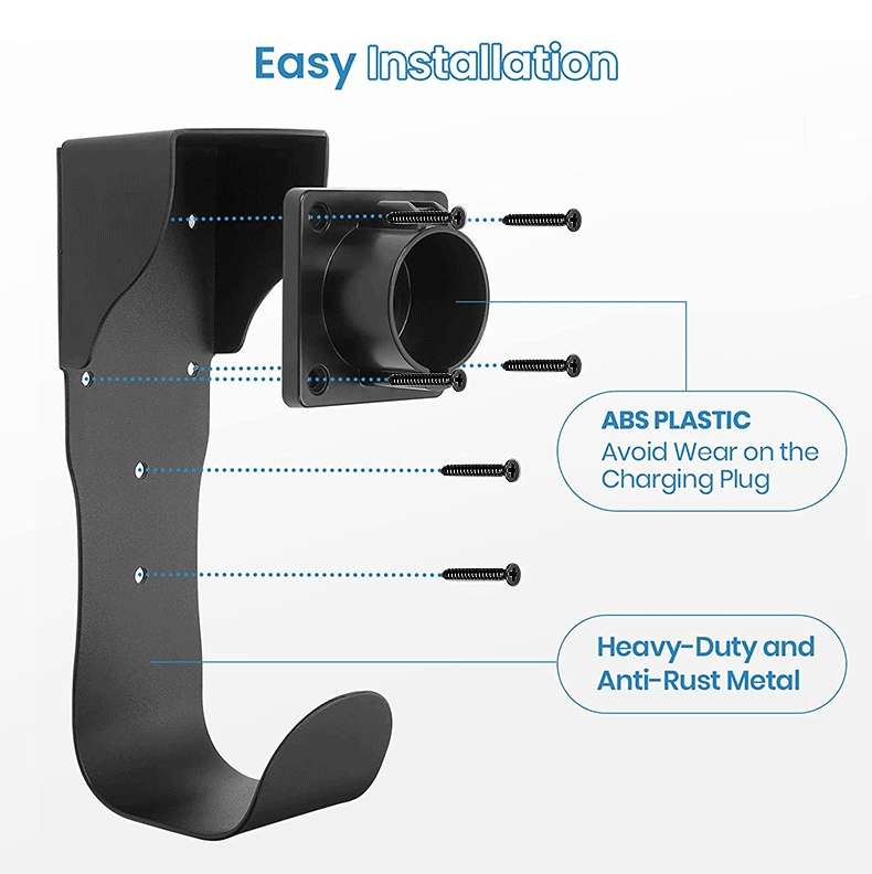 EV Charger Cable Holder Electric Car Charging Cable Organizer for J1772 Plug(Black)