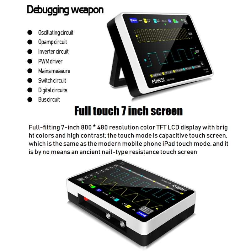 FNIRSI 1013D 1GS Sampling Dual Channel 100M Bandwidth Digital Oscilloscope, US Plug(English)