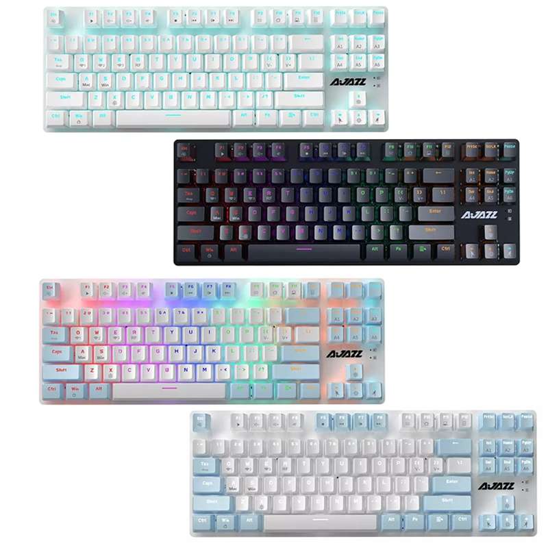 Ajazz AK40pro 87 Keys Bluetooth/Wireless/Wired Three Mode Game Office Mechanical Keyboard Blue Ligh