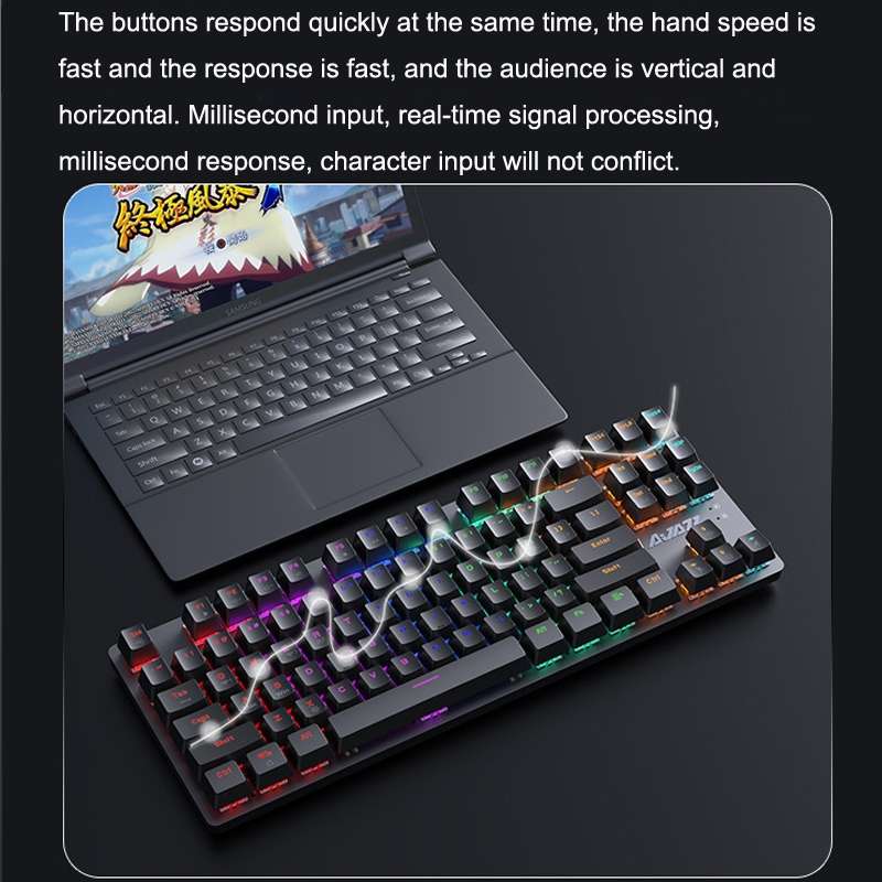 Ajazz AK40pro 87 Keys Bluetooth/Wireless/Wired Three Mode Game Office Mechanical Keyboard Blue Ligh