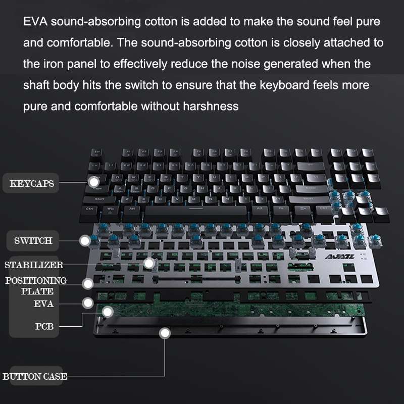 Ajazz AK40pro 87 Keys Bluetooth/Wireless/Wired Three Mode Game Office Mechanical Keyboard Blue Ligh