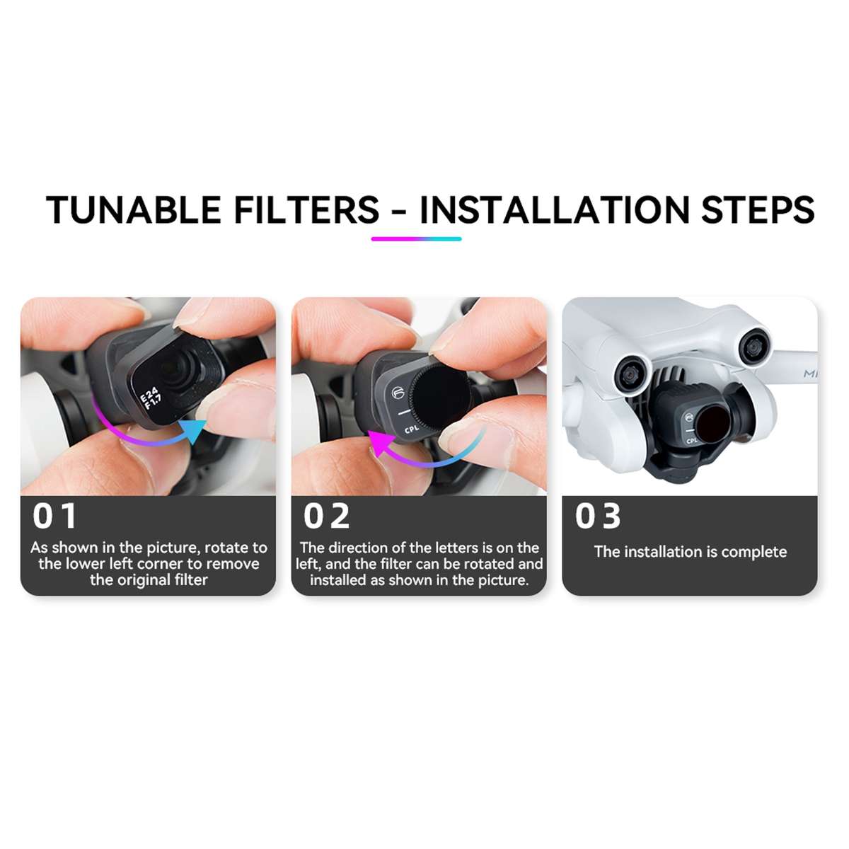 For DJI Mini 3 Pro RCSTQ PL Filters Drone Accessoires 4 In 1 ND/PL 8/16/32/64