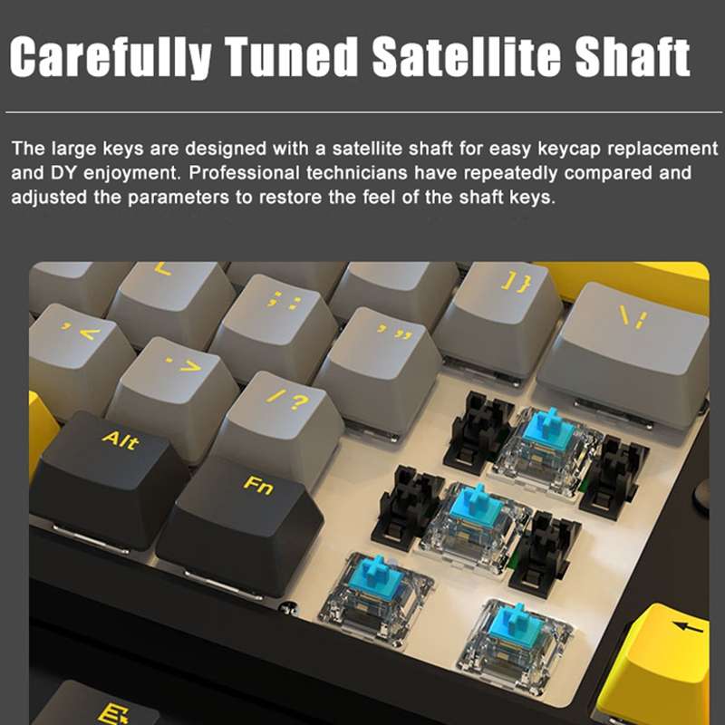 Ajazz K870T Pro 87 Keys Three Mode Wireless/Bluetooth/Wired Pluggable RGB Mechanical Keyboard Tea Sh