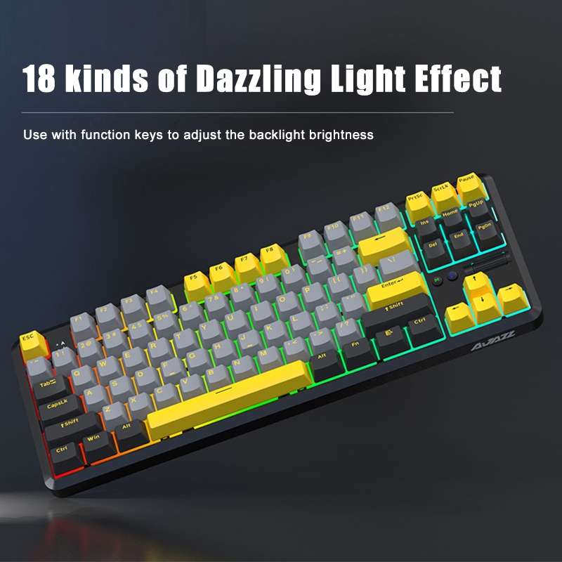 Ajazz K870T Pro 87 Keys Three Mode Wireless/Bluetooth/Wired Pluggable RGB Mechanical Keyboard Tea Sh