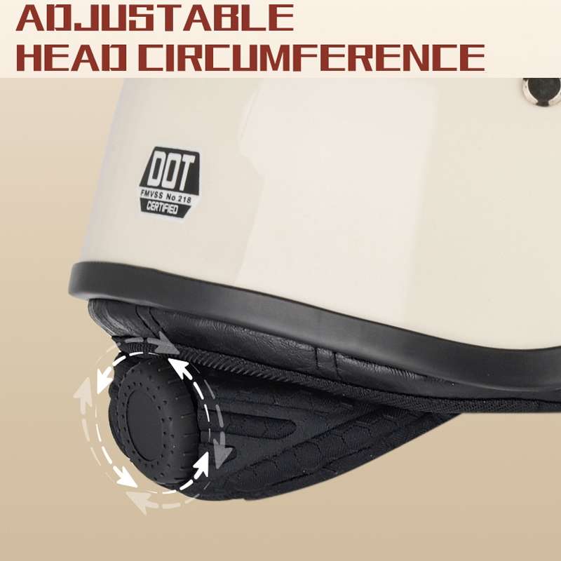 SOMAN Motorcycle Half Helmet Adjustable Helmet With Inner Mirror, Size: M(Bright Black)