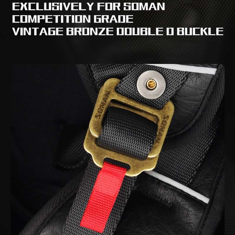 SOMAN Motorcycle Half Helmet Adjustable Helmet With Inner Mirror, Size: M(Bright Black)