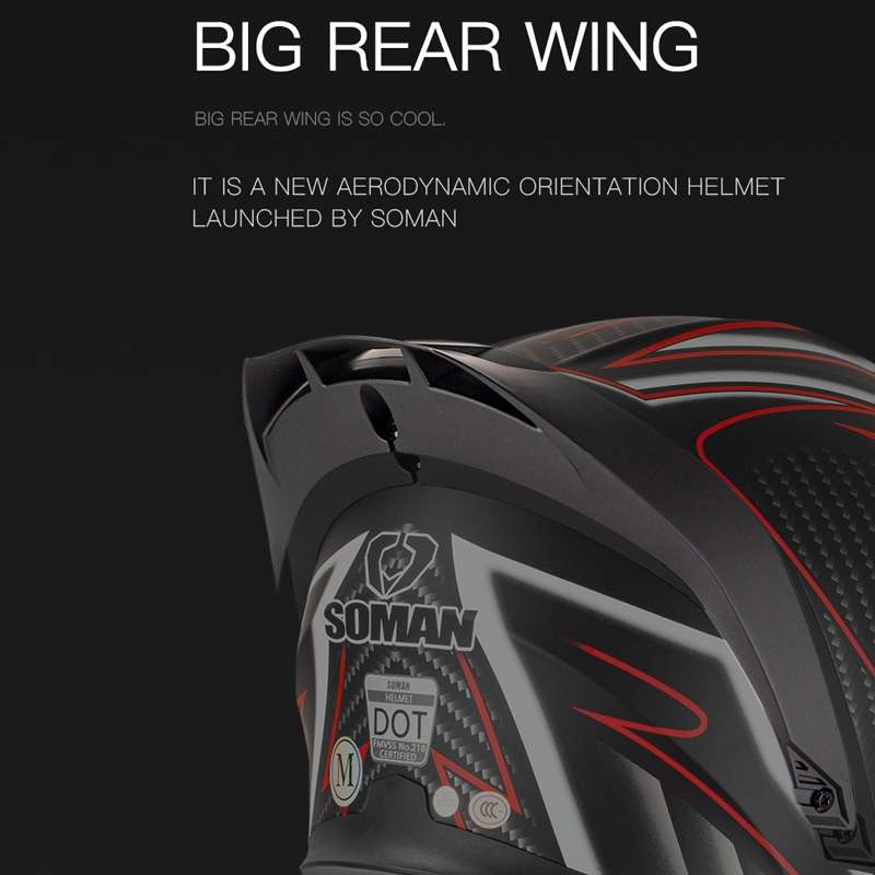 SOMAN Motorcycle Dual Lens Riding Peel-Off Full Coverage Helmet, Size: L(Black Gray Track)