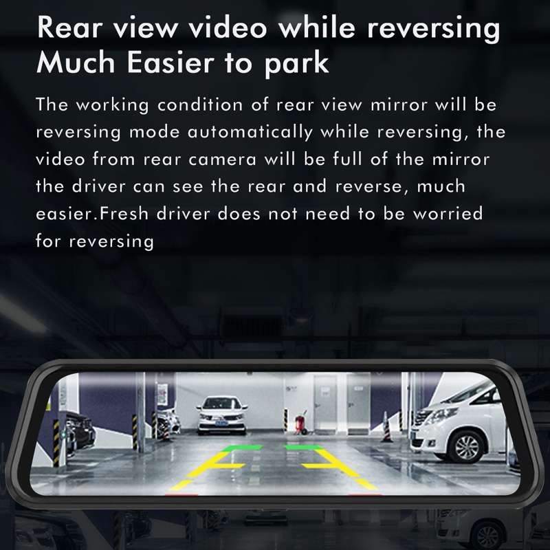 Anytek M12+ 9.66 Inch Large Screen Dual-Record Driving Recorder 2K Touch Screen Parking Video Revers