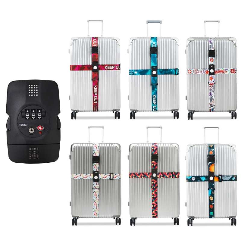 Luggage Cross Customs Lock Binding Strap, Color: Cartoon Planet (TSA)