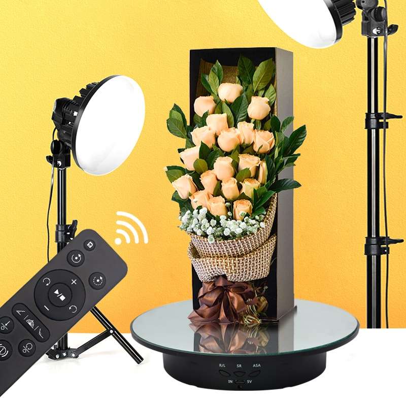 20cm Remote Control Electric Turntable Live Shooting Rotating Display Stand(White)