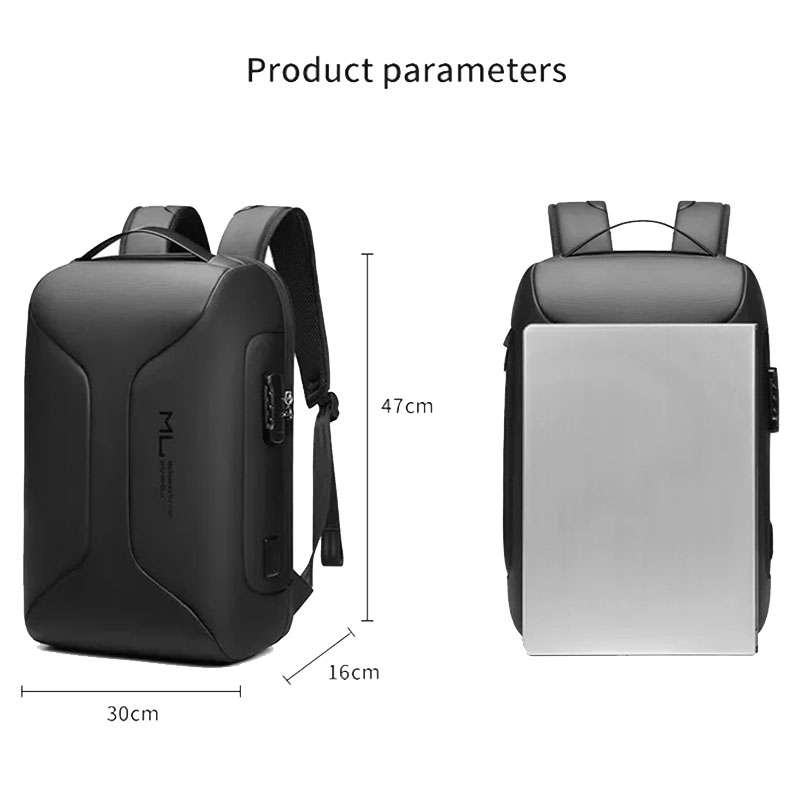 Business Large Capacity Travel Bag Multifunctional Waterproof Laptop Backpack With USB Port(Light G