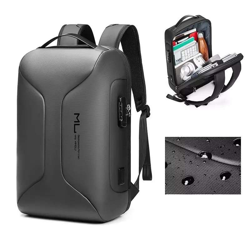 Business Large Capacity Travel Bag Multifunctional Waterproof Laptop Backpack With USB Port(Light G