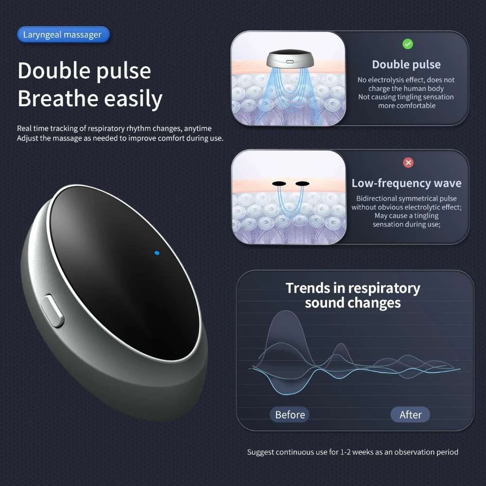 Smart Anti-snoring Device TENS Double Pulse Sound Wave Induction Sleep Snoring Breathing Corrector(B