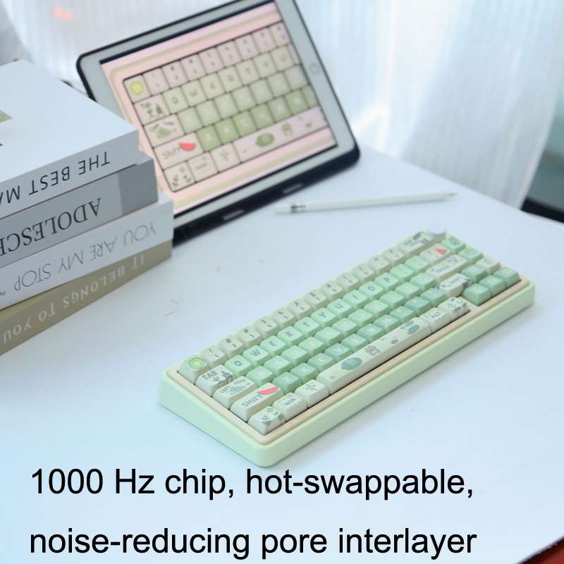 Bluetooth Wireless 3-mode RGB Backlit Gaming Mechanical Keyboard Aluminum Alloy Kit + Keycap(Light B