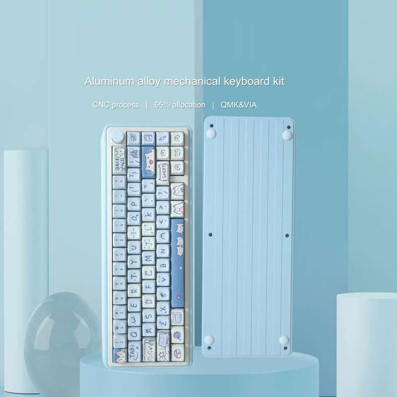 Bluetooth Wireless 3-mode RGB Backlit Gaming Mechanical Keyboard Aluminum Alloy Kit + Keycap(Light B