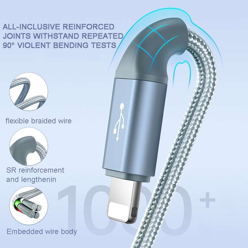 ROMOSS CB25 3 In 1 3.5A 8 Pin + Micro USB + Type C/USB-C Cable 1m(Elegant Purple)