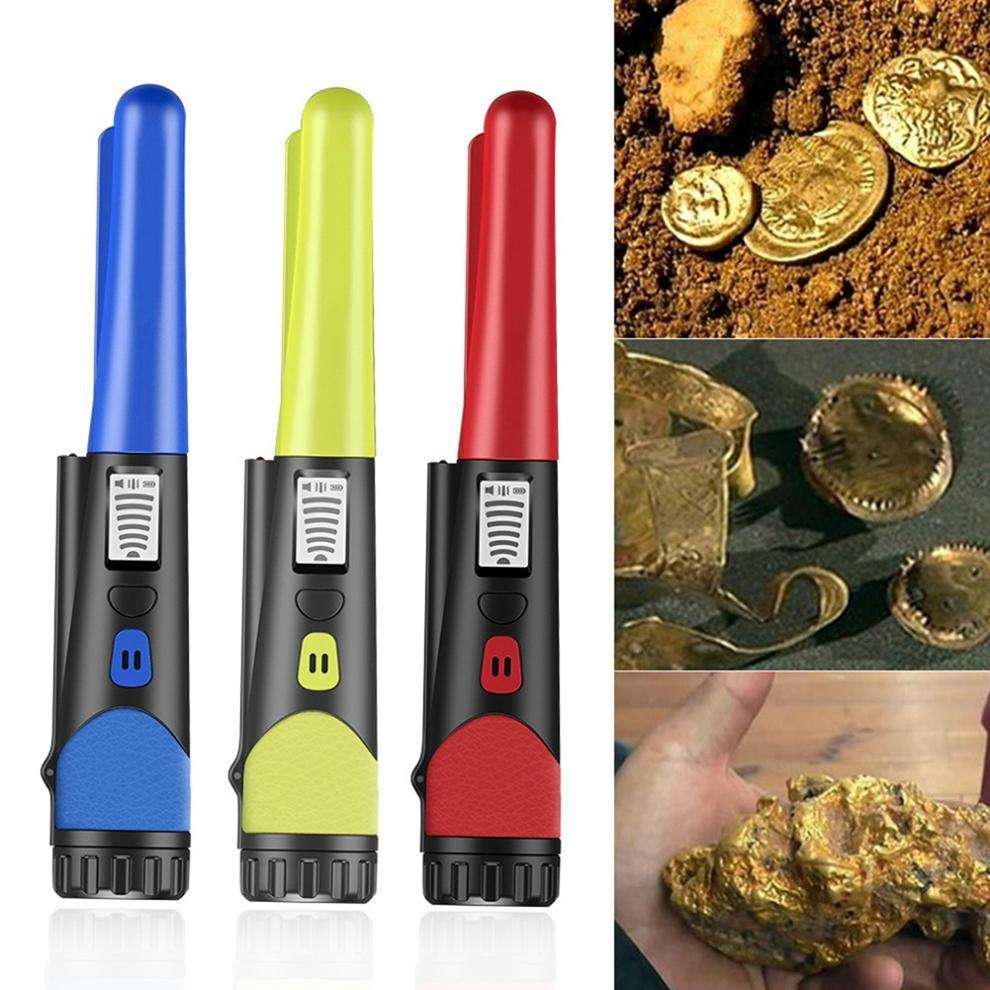 Handheld Metal Detector LCD Display Gold Treasure Hunter with Flashlight(Red)
