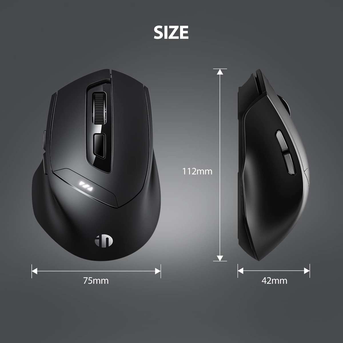 Inphic DR01 Bluetooth 3 Mode Wireless Mouse Charging Quiet Office Game Laptop Computer Home Use(Blac