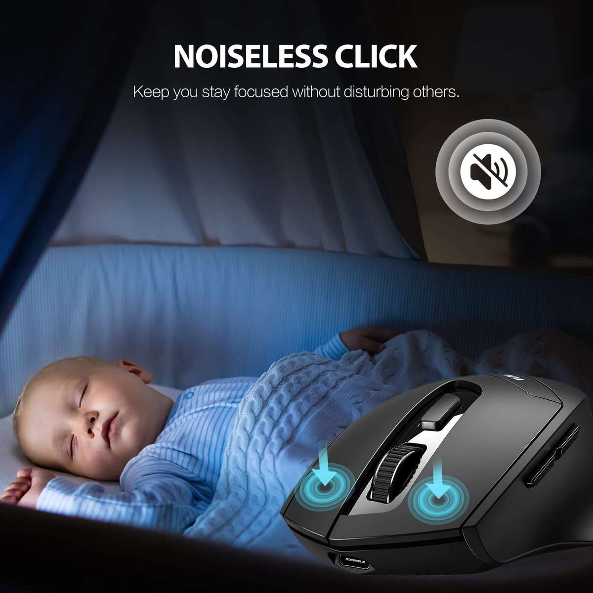 Inphic DR01 Bluetooth 3 Mode Wireless Mouse Charging Quiet Office Game Laptop Computer Home Use(Blac