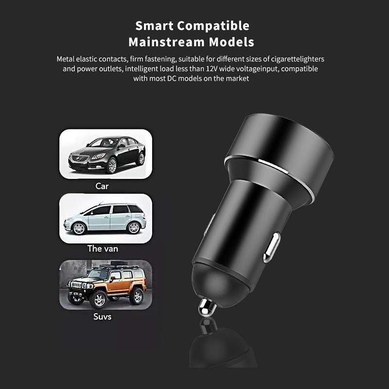 Mini Multifunctional Dual USB Digital Display Car Charger(Grey)