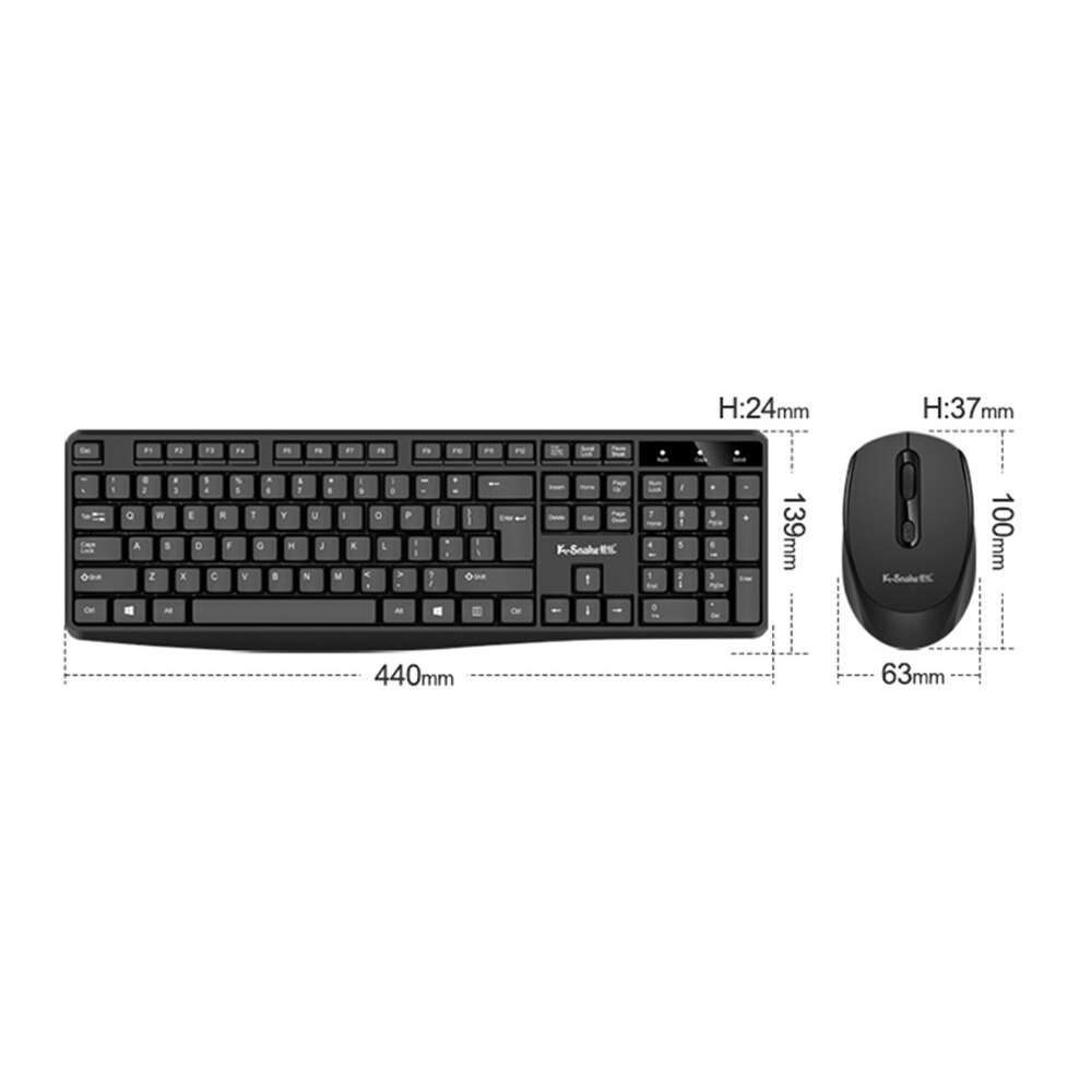 K-Snake WK800 Wireless 2.4G Keyboard Mouse Set Tabletop Computer Notebook Business Office House Use,