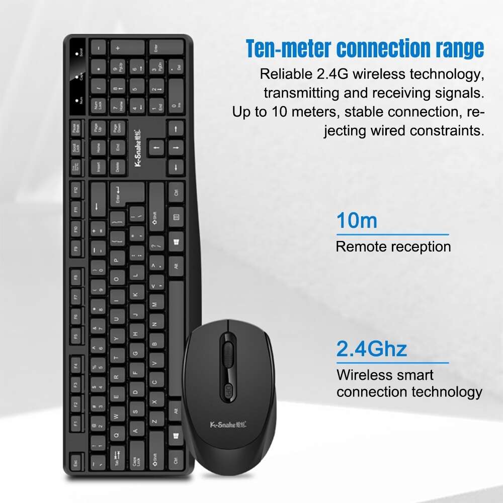 K-Snake WK800 Wireless 2.4G Keyboard Mouse Set Tabletop Computer Notebook Business Office House Use,
