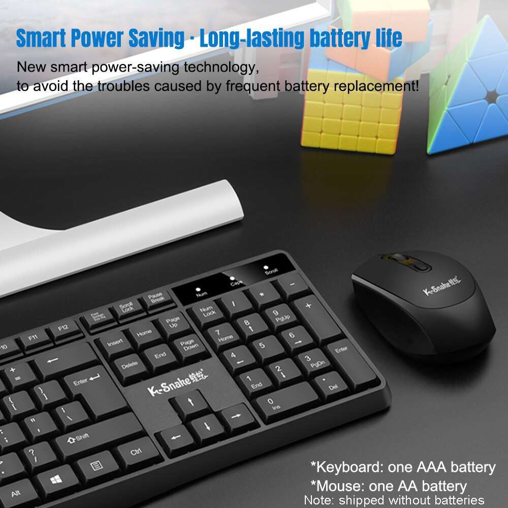 K-Snake WK800 Wireless 2.4G Keyboard Mouse Set Tabletop Computer Notebook Business Office House Use,
