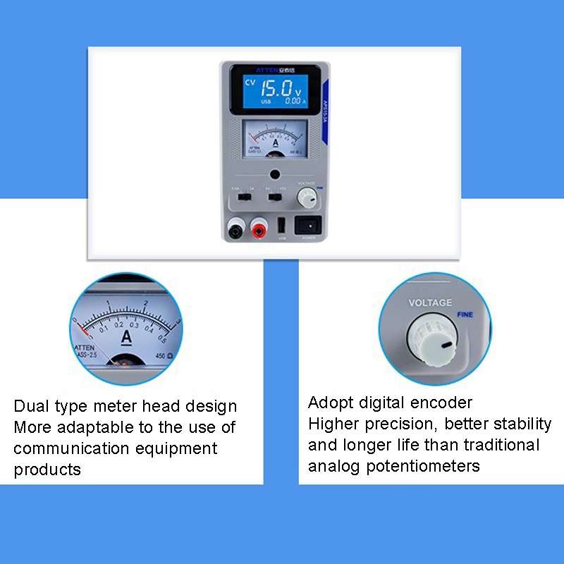 ATTEN APS22-5A 22V 5A USB Digital Variable Adjustable Laboratory DC Power Supply For Mobile Repair,