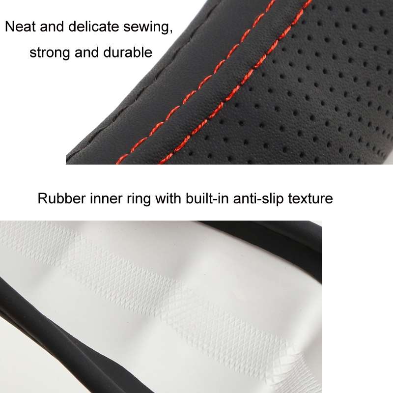 40cm Leather Truck Steering Wheel Cover(Black)