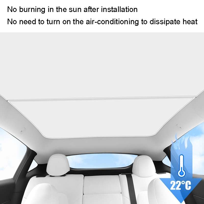 3pcs /Set For Tesla Model Y Ice Crystal Sunshade Car Roof Front And Rear Sunroof Shade(Black)