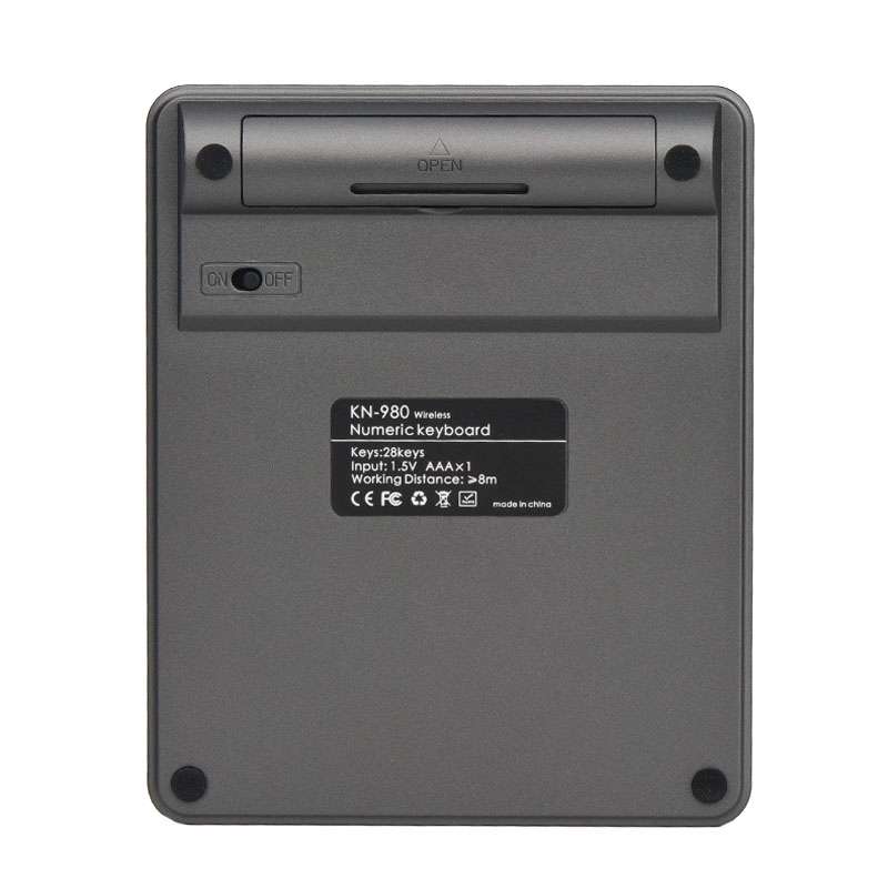 KN-980 28 Keys Portable Wireless Digital Quiet Keypad Computer External Digital Passwor ... (Gray)