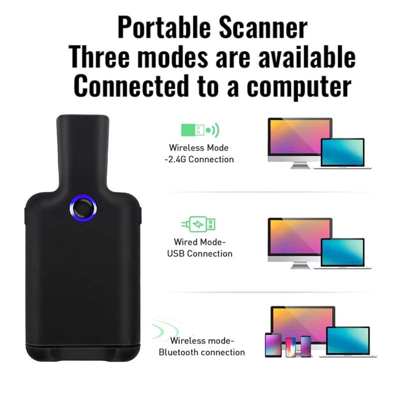 HC101D 2D Bluetooth Barcode Scanner Wireless Back Clip Phone Barcode Reader, Spec: Side