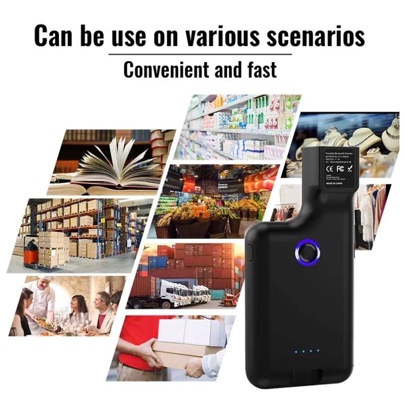 HC101D 2D Bluetooth Barcode Scanner Wireless Back Clip Phone Barcode Reader, Spec: Side