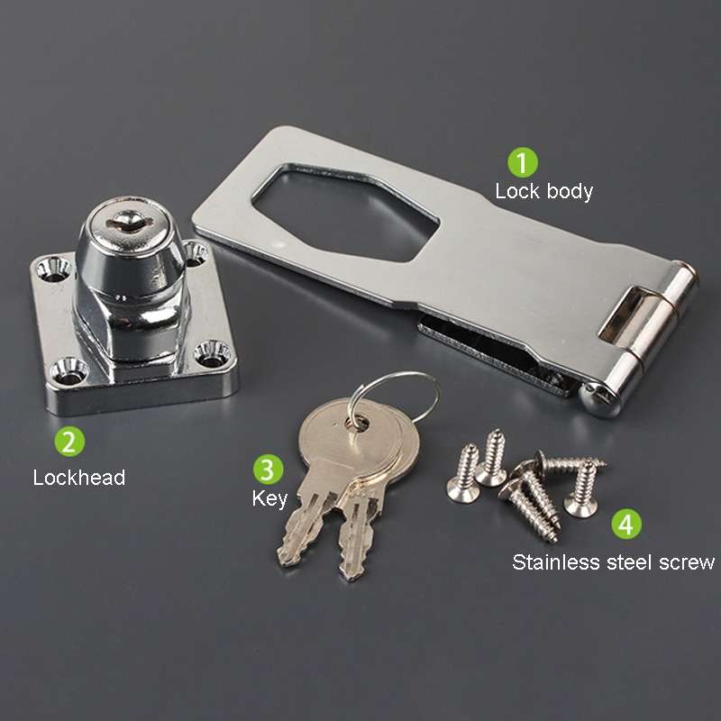 2.5 inch Interlocking No Hole Hook With Locking Hasp Chest Of Drawers Door Lock With Iron Key
