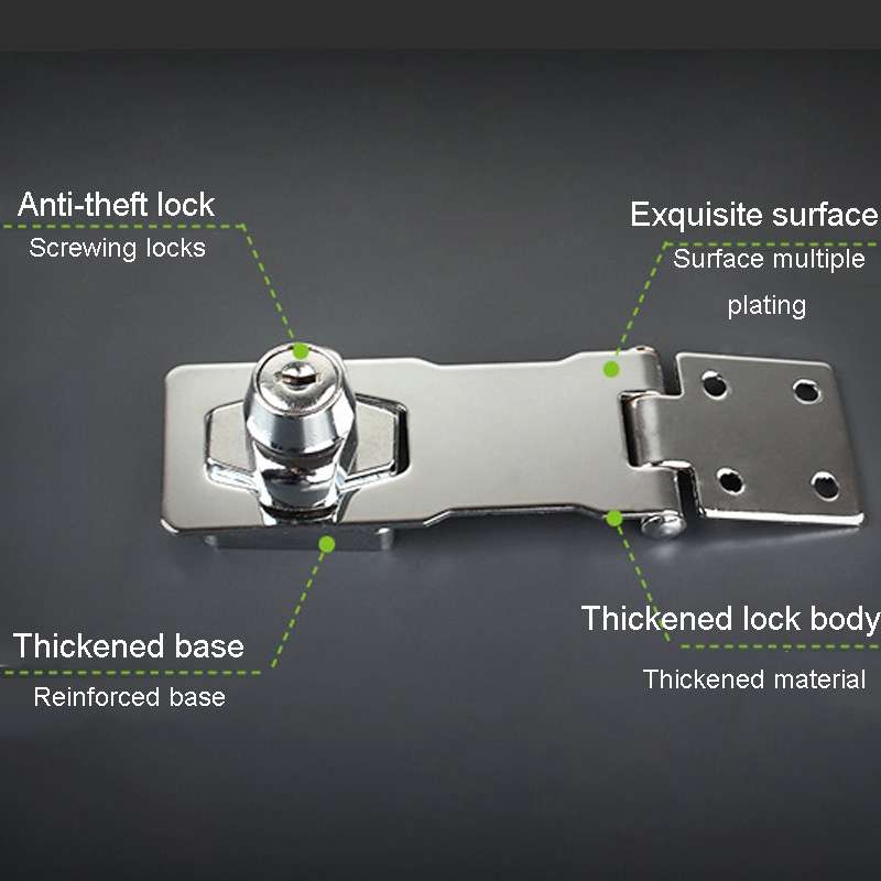 3 inch Interlocking No Hole Hook With Locking Hasp Chest Of Drawers Door Lock With Iron Key