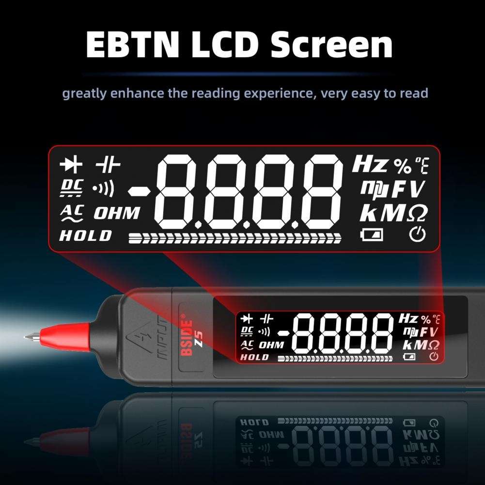 BSIDE Z5 Smart Pen Multimeter Backlight LCD 6000 Counts Auto Voltage Detector