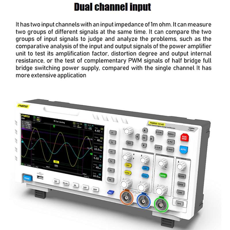 FNIRSI 2 In 1 Dual-Channel 100M Bandwidth Digital Oscilloscope 1GS Sampling Signal Generator, EU Plu