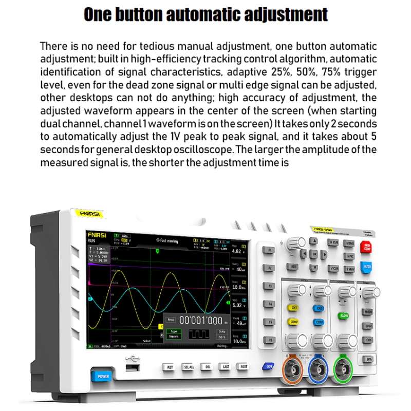 FNIRSI 2 In 1 Dual-Channel 100M Bandwidth Digital Oscilloscope 1GS Sampling Signal Generator, EU Plu