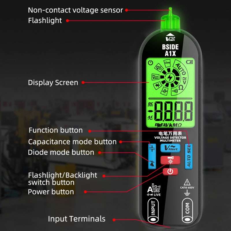 BSIDE A1X Charging Model Mini Digital Electric Pen Intelligent Automatic Merit Multimeter, Specif...