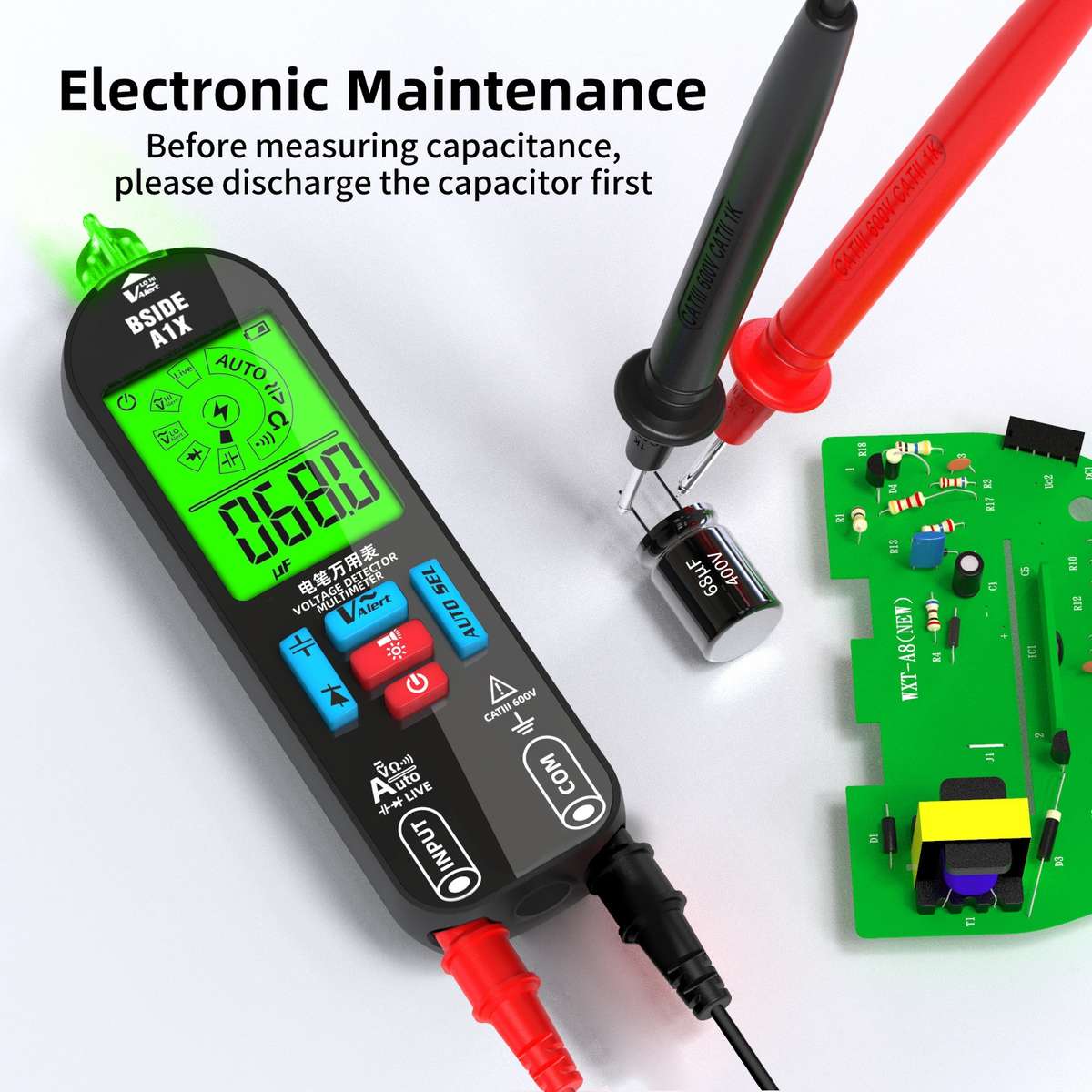 BSIDE A1X Charging Model Mini Digital Electric Pen Intelligent Automatic Merit Multimeter, Specif...