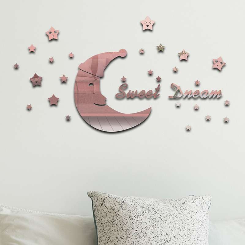 32pcs /Set Acrylic SweetDream Mirror Stereo Wall Stickers Home Decoration Soft Mirror(Silver)