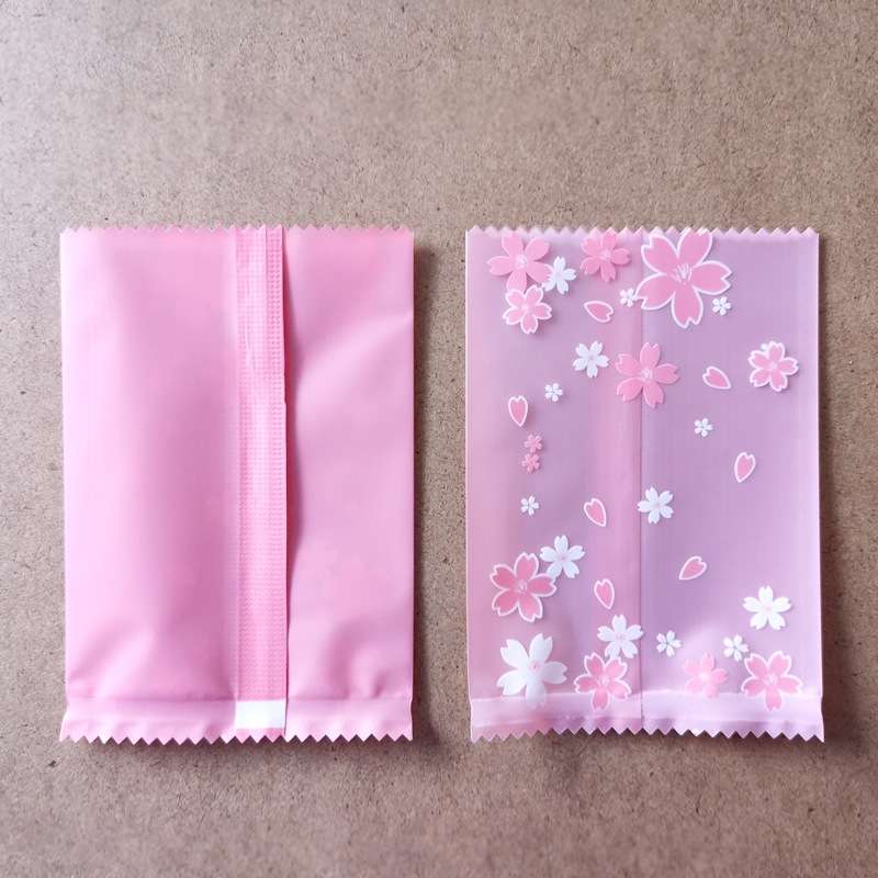 100pcs /Pack 5.5x8.5cm Baking Packaging Frosted Machine Sealed Bags Cherry Blossom Pattern Cookie